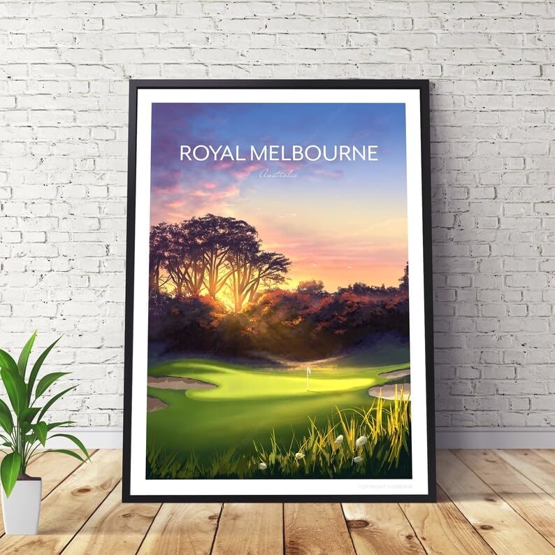 Nationcog Royal Melbourne Golf Poster, Australia- The West Course 5th Hole, Royal Melbourne Golf Course Poster, Australia Golf Art, Vintage Golf Print (Unframed) (20x30)