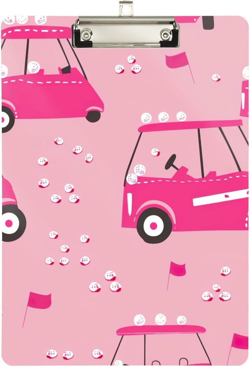 Golf CarThick Clear Acrylic Clipboard with Shiny Gold/Silver Finish Clip21344656