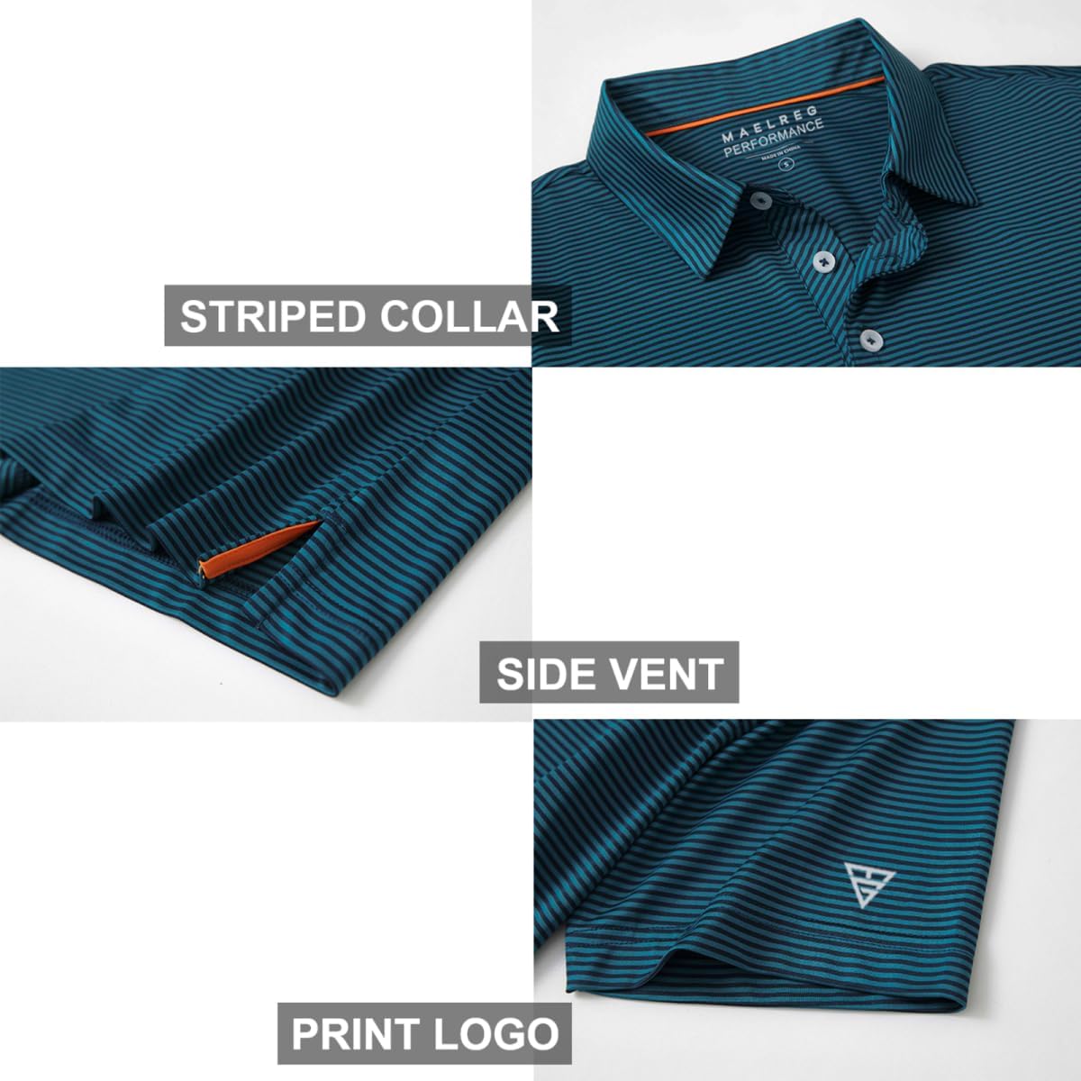 Golf Shirts for Men Dry Fit Short Sleeve Print Performance Moisture Wicking Polo Shirt