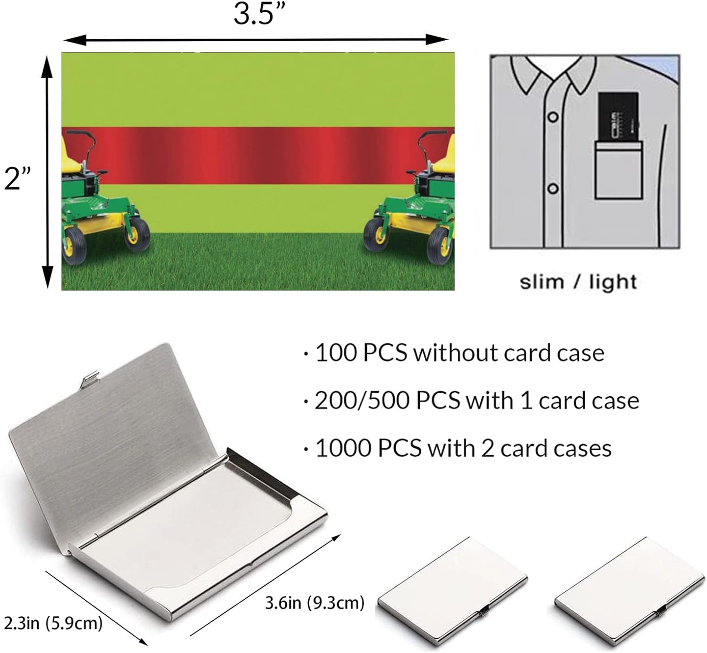 Custom Business Cards 100PCS Double-sided Printing Business Cards Customize with Your Logo Personalized 3.5"x 2" Cards for Business - Lawn Care