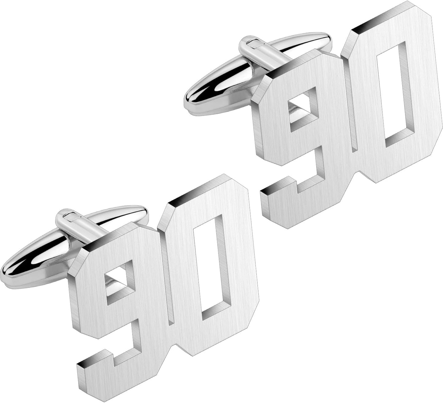 AMITER Mens Cufflinks with Number, Classic Silver Personalized Cuff Links for Men, Sport’s Day Casual or Formal Shirts