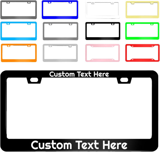 Personalized License Plate Frame, Custom License Plate Holder with Text Photo Logo，Customized Aluminum Metal License Plate Holder for Women Men with Screw Caps,12"x6"