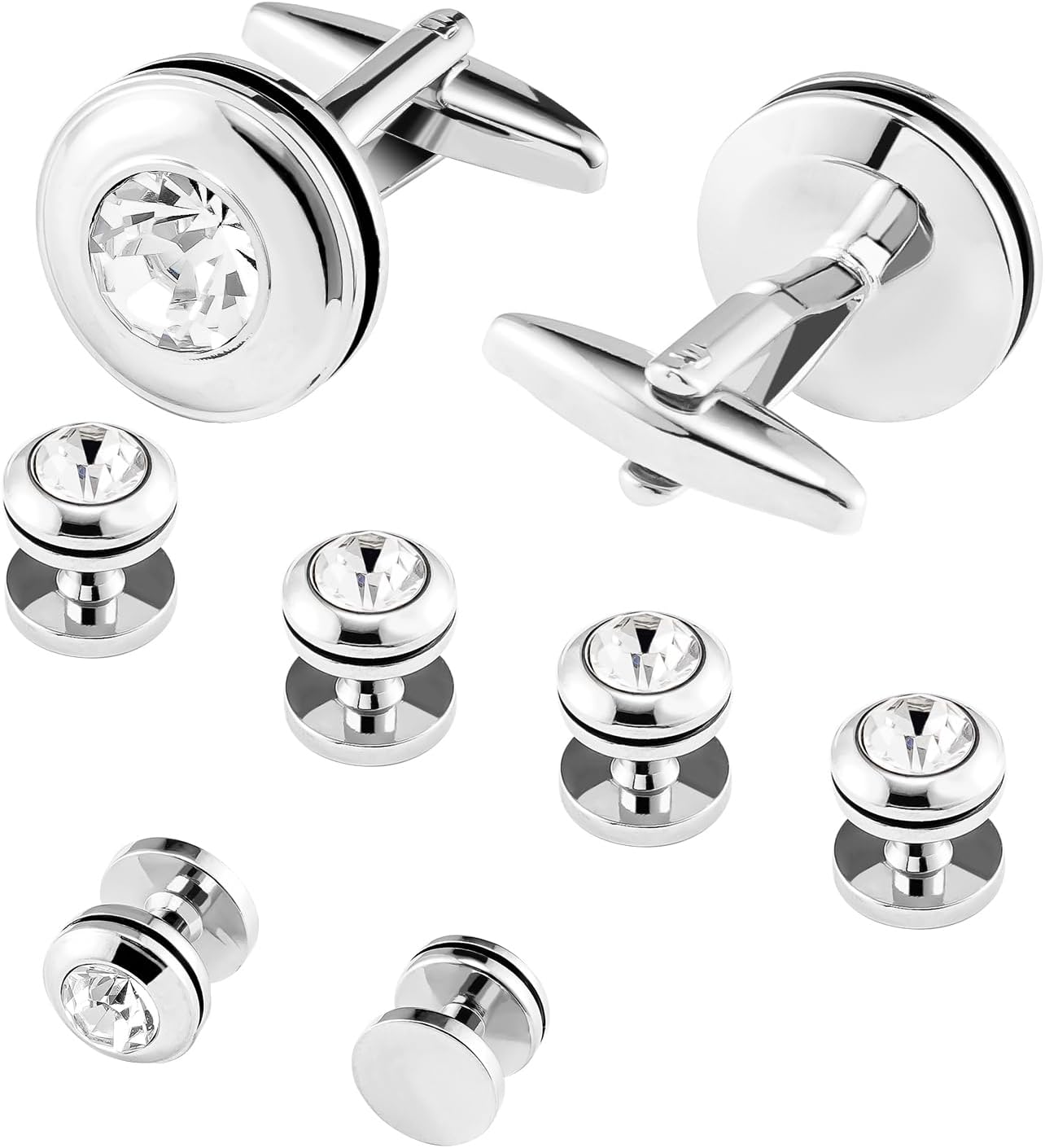 Cufflinks for Men and Tuxedo Shirt Studs Set with Gift Box Stainless Steel Cuff links