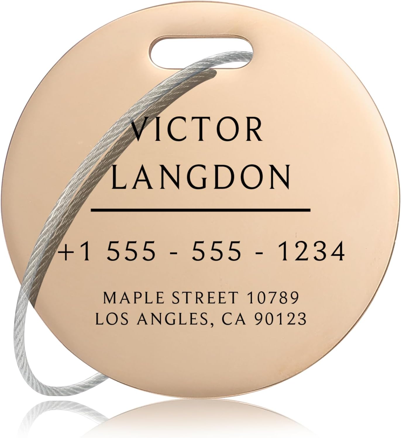 Stainless Luggage Tags for Suitcases: Metal Personalized Luggage Tags and Bags with Customizable Texts (Rose Gold)