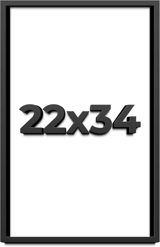 22x34 Shadow Box Black Solid Wood Display Frame with White Acid-Free Backing UV Acrylic & Hanging Hardware - with 3/4" Usable Depth