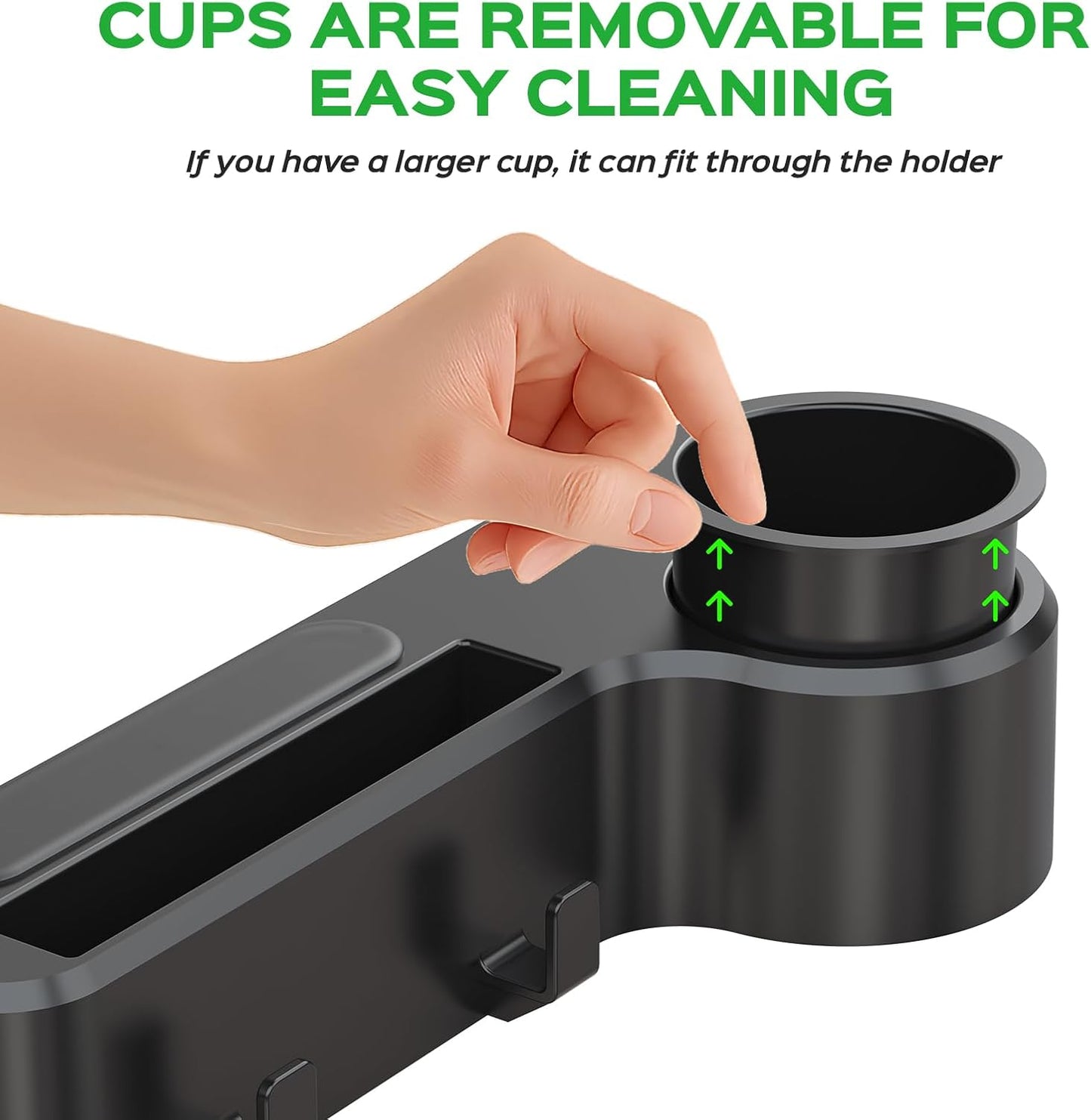 Golf Cart Armrest with Cup Holder - Universal Fit for EZGO/Club Car/Yamaha Rear Seat, Fits 1”/1.25” Square Tube Frames, Durable ABS Construction, Phone Holder, No Drilling