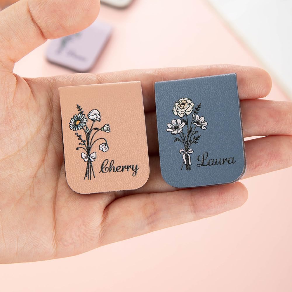 CALLIE Personalized Magnetic Bookmark Clip – Custom Name Reading Gifts for Book Lovers, Birthday Teacher's Day Christmas for Bookworm Gifts (Birth Flower Bouquet)
