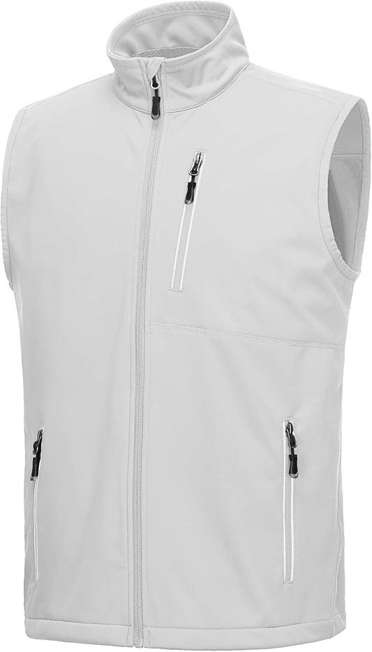 33,000ft Men's Windproof Lightweight Golf Vest Outerwear with Pockets, Softshell Sleeveless Jacket for Running Hiking Sports