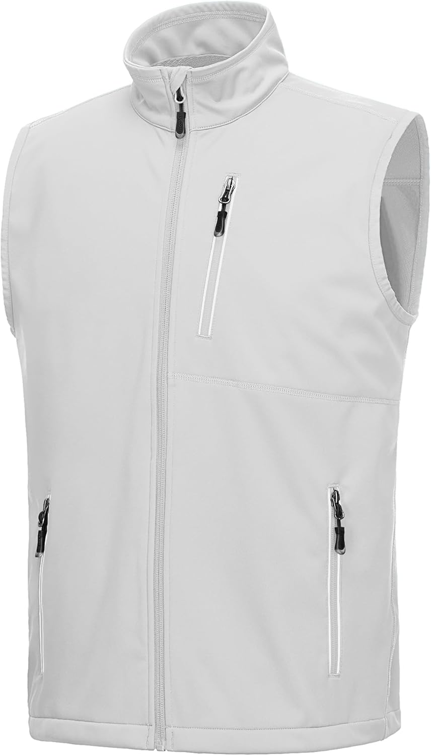 33,000ft Men's Windproof Lightweight Golf Vest Outerwear with Pockets, Softshell Sleeveless Jacket for Running Hiking Sports