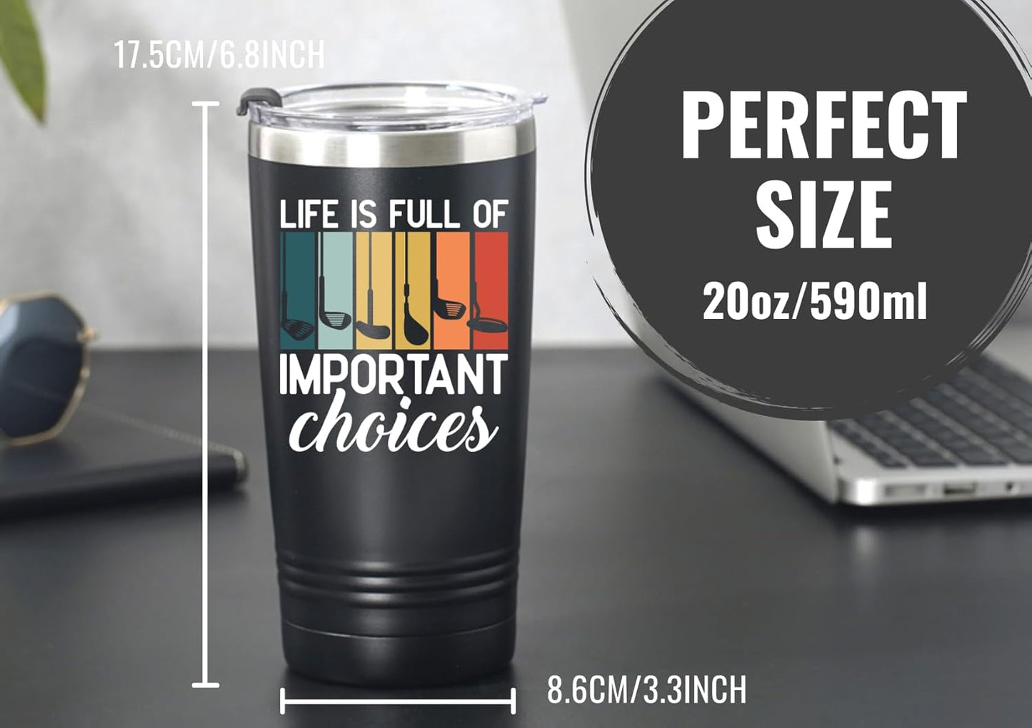 Onebttl Golf Gifts for Men - Funny 20oz Tumbler, Dad & Fathers Day Gift, Birthday Present for Golf Lovers - Black