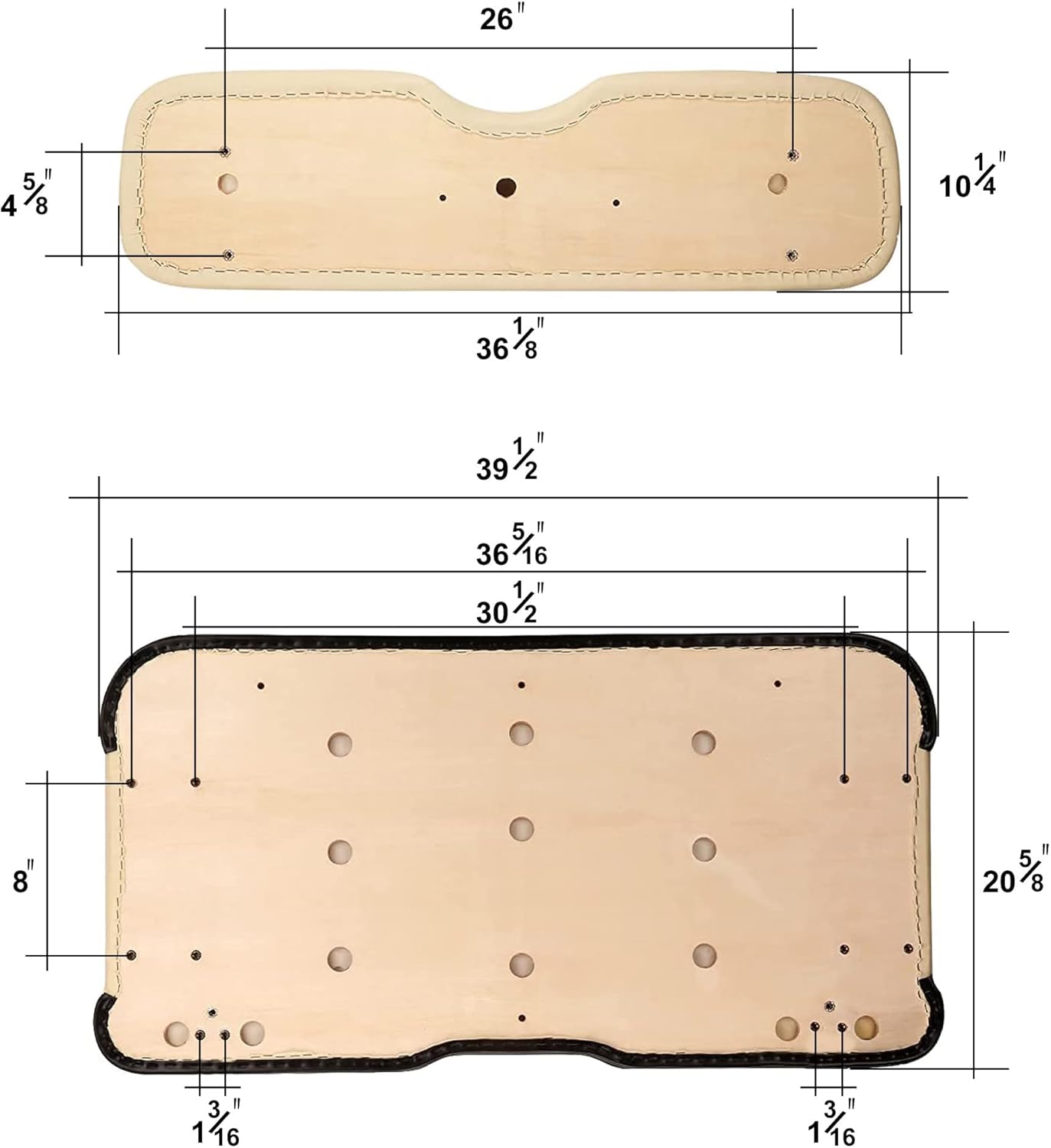 Huskey Parts Company Golf Cart Seat Cushion for Front Seat Lean Back, Stone Color for EZGO RXV 2008+, Golf Cart Front Seat Replacement with Mounting Hardware