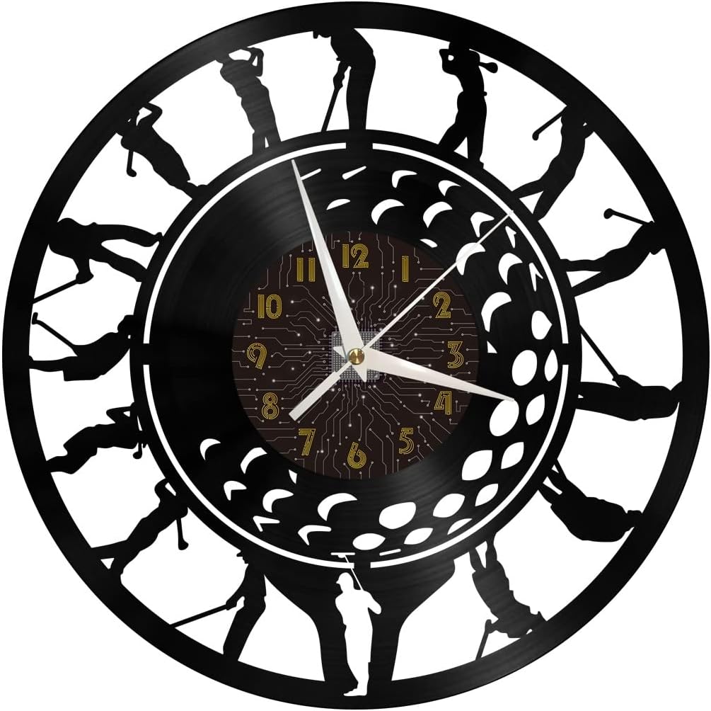 Golf 2 Decoration Vinyl Wall Clock, Vinyl Record Clock Wall Art Silent & Non-Ticking(12 inchs C)