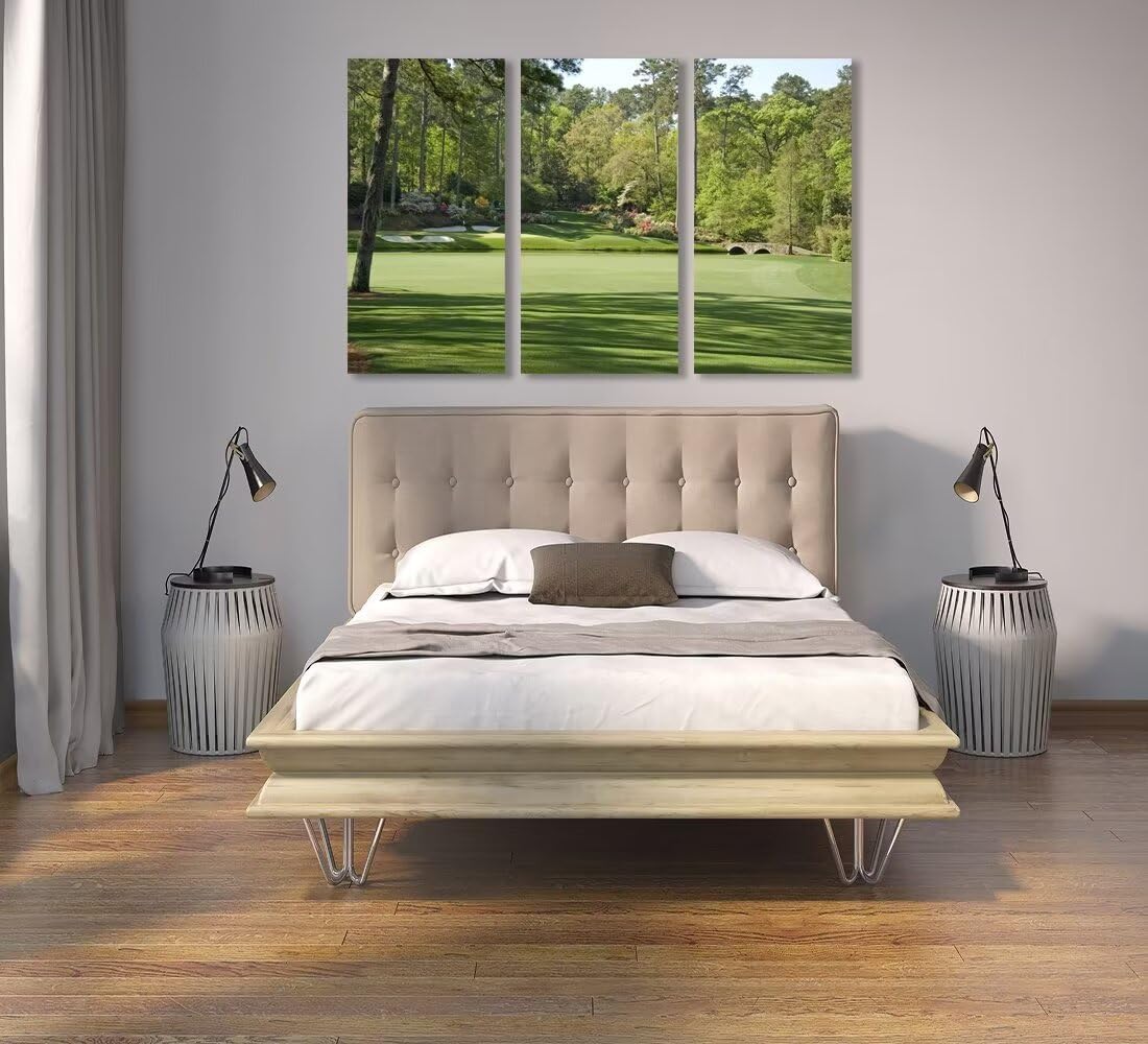 Augusta Golf Course Wall Art for Living Room Bedroom Bathroom Home Decorations - Augusta National Golf Course Pictures Posters Framed Artwork Canvas Prints Ready to Hang(14''W x 28''H x3)