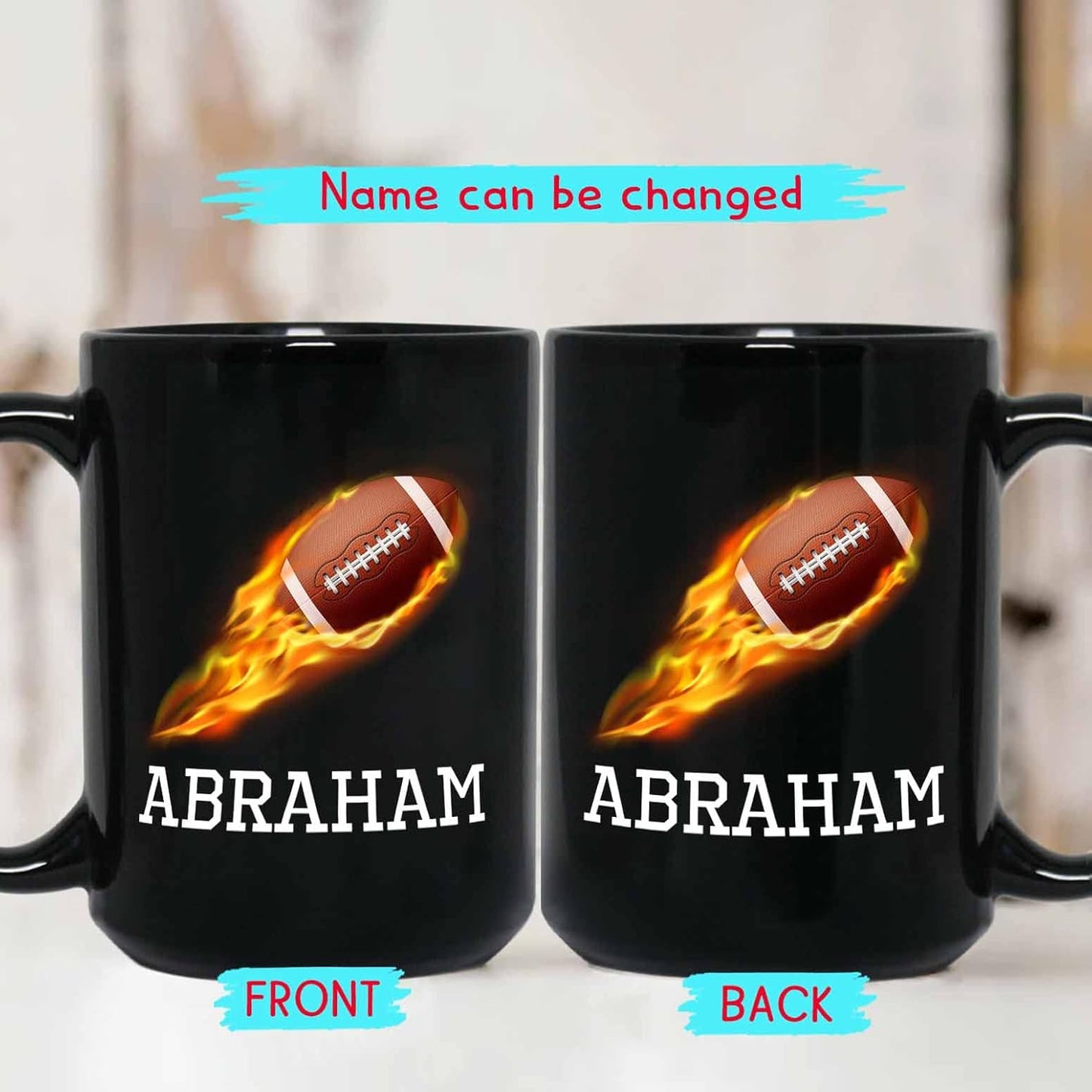Personalized Choose Name Football Coffee Cup Gifts For Men Women Football Lovers, Customized Football Sport Black Ceramic Mug 11 Oz 15 Oz, American Football Coffee Mugs, American Football Player Mug