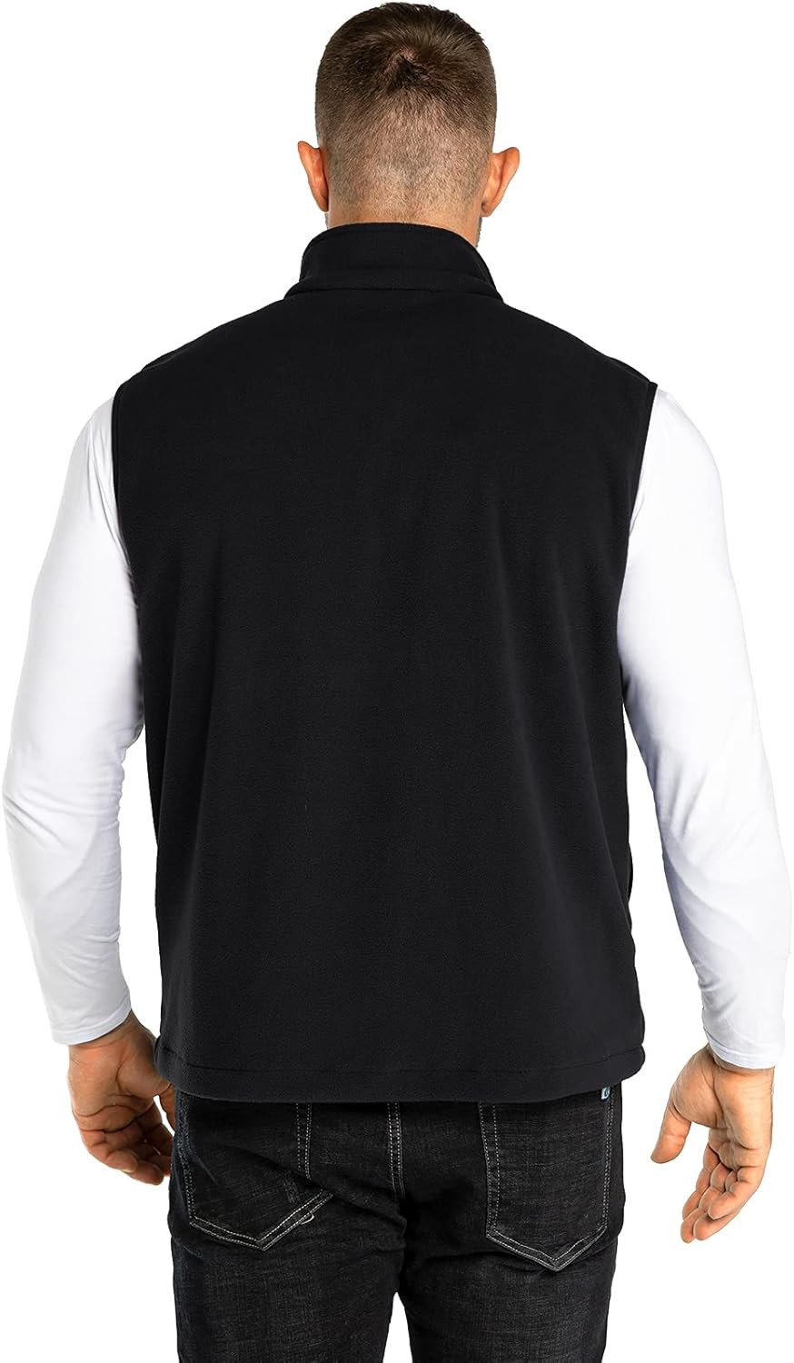 33,000ft Men's Fleece Vest, Lightweight Warm Zip Up Polar Vests Outerwear with Zipper Pockets, Sleeveless Jacket for Winter