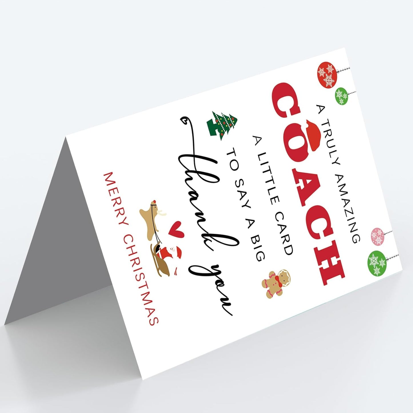 Coach Christmas Card for Men Women | Best Coaches Christmas Thank You Cards Gift for Football, Basketball, Volleyball, Baseball, Softball, Swim Team, Hockey, Golf...