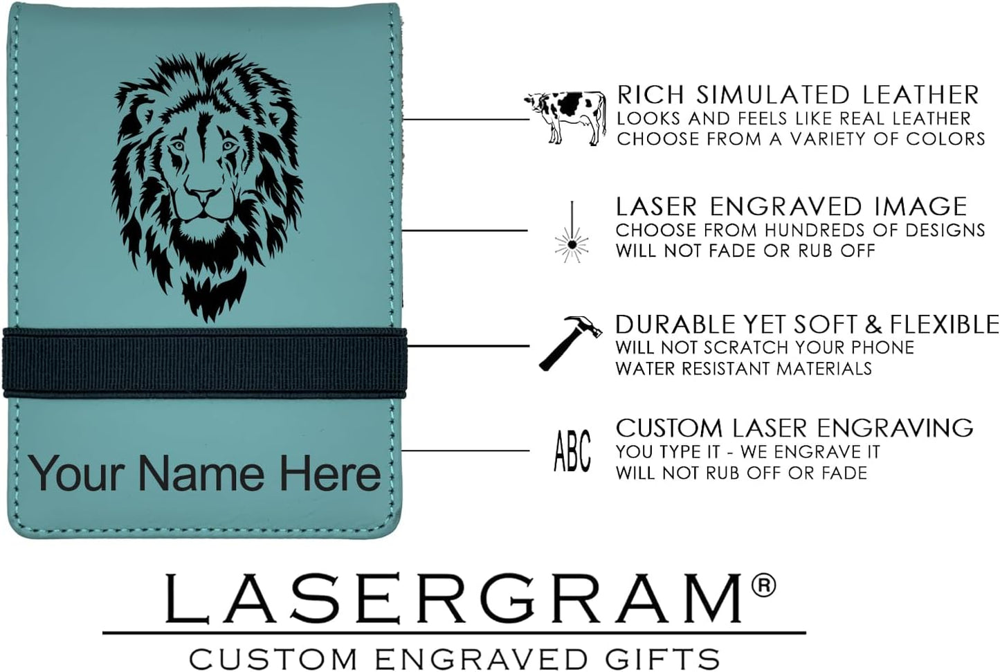 LaserGram Mini Padfolio with Notepad and Pen, Golfer Golfing, Personalized Engraving Included (Teal)