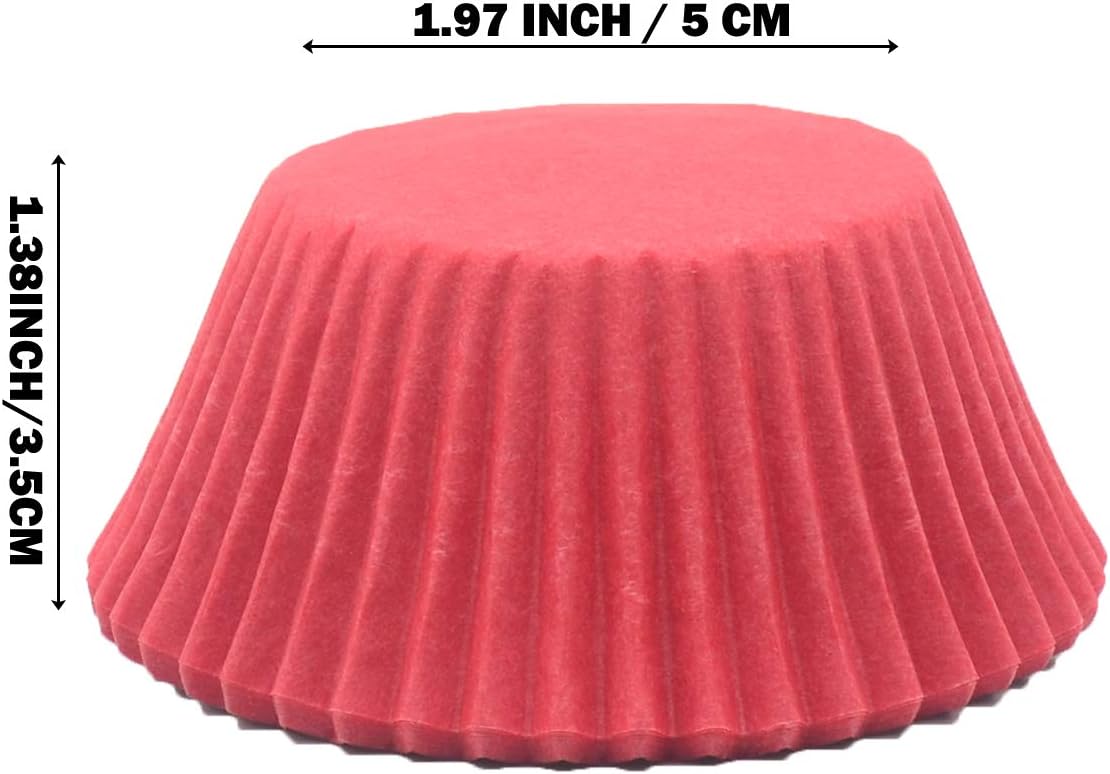 Premium Red Greaseproof Cupcake Liners Muffin Paper Baking Cups Standard Size, 100-Count