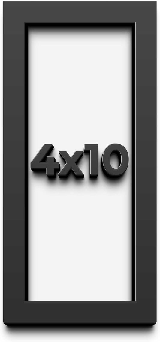 4x10 Shadow Box Black Solid Wood Display Frame with White Acid-Free Backing UV Acrylic & Hanging Hardware - with 3/4" Usable Depth