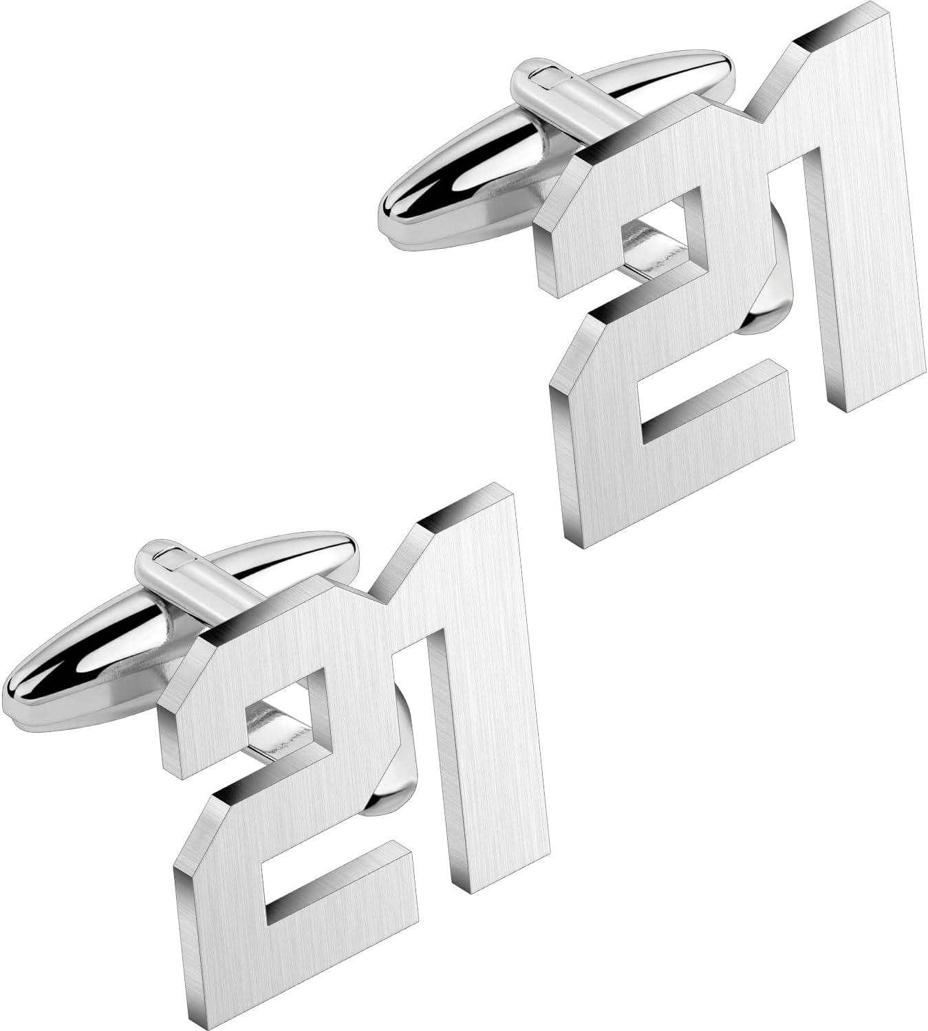 AMITER Mens Cufflinks with Number, Classic Silver Personalized Cuff Links for Men, Sport’s Day Casual or Formal Shirts
