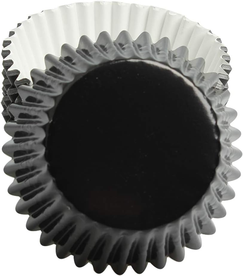 Black-Foil Cupcake Case Liners 100 Pcs Metallic Paper Baking Cups for Birthday Parties, Weddings or Baby showers …