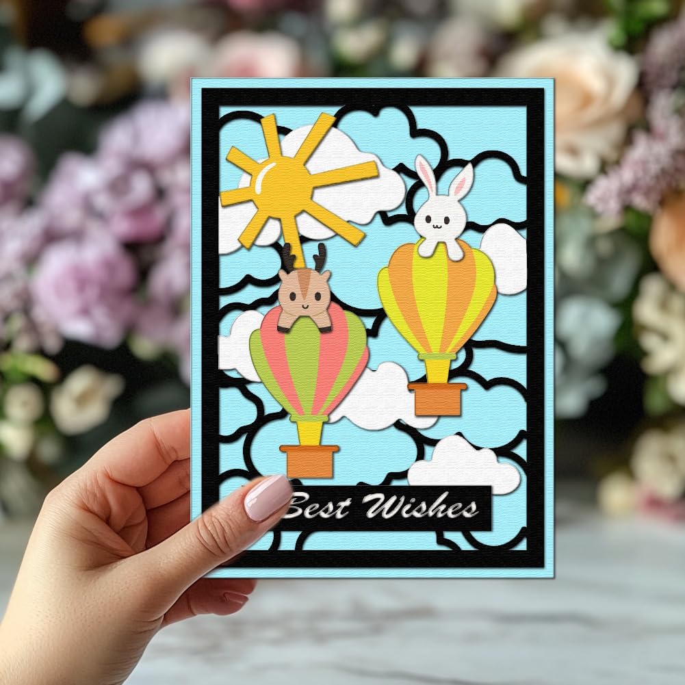 Cloud Background Cutting Dies Hot Air Balloon Card Making Die Cut Carbon Steel Die Cuts Stencils Card Scrapbooking Embossing Template for DIY Paper Craft Making Album Gift Invitation Decor