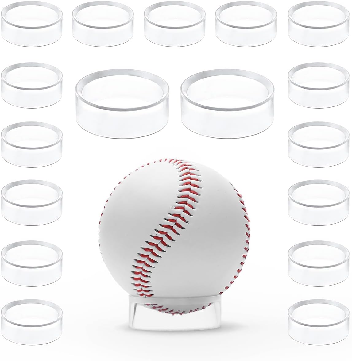 Party Zealot 30 pcs Large Acrylic Clear Baseball Stands 1-5/8" Size Display Holders for Large Round Object Soccer Softballs