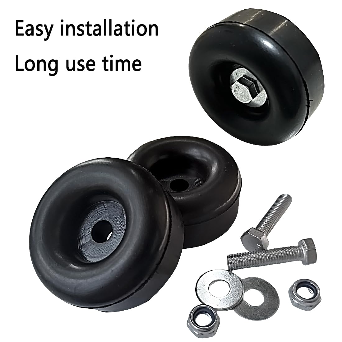 Heavy Duty Rubber Anti Vibration Feet, 1x2.5 Inch, 4-Pack Black Rubber Mounts with Screws, for Generator/Air Compressor/Pressure Washer/Trailer