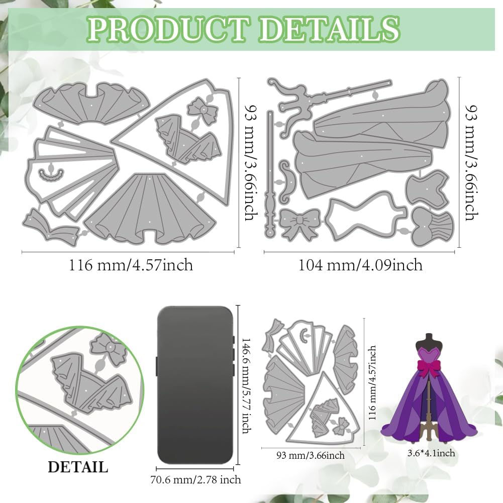 MAYJOYDIY Models Skirts Dress Cutting Dies Dress Decoration Metal Die Template Skirt Hem Papercutting Art Crafts Embossing Carbon Steel Stencils for Card Making Scrapbooking Album Gift Decoration