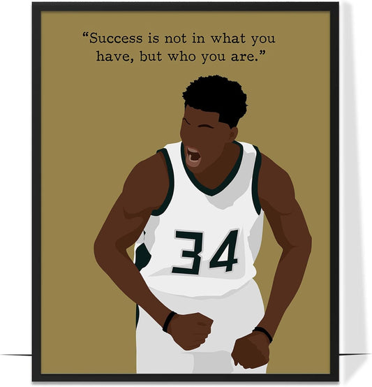LOLUIS Motivational Basketball Superstar Hand-Drawn Artwork Sport Quote Wall Art Decorations (Unframed 16"x20", Basketball Player 6)