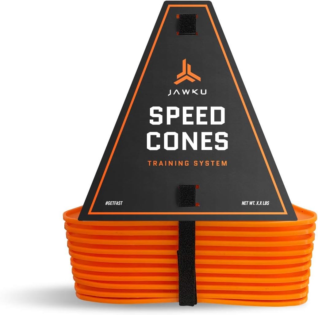 JAWKU Speed Cones Training System for Agility, Speed, Drills and Athletic Sports Training, 10 Cones