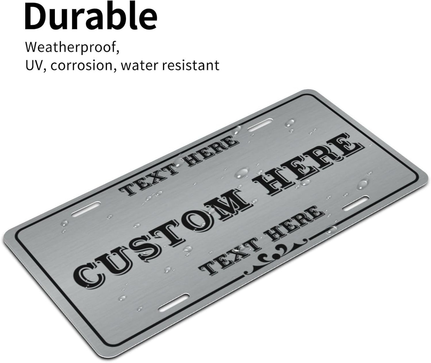 Custom Personalized Text Image Photo Design Customized Tag Aluminum License Plates for Front of Car 6x12 Inch-26