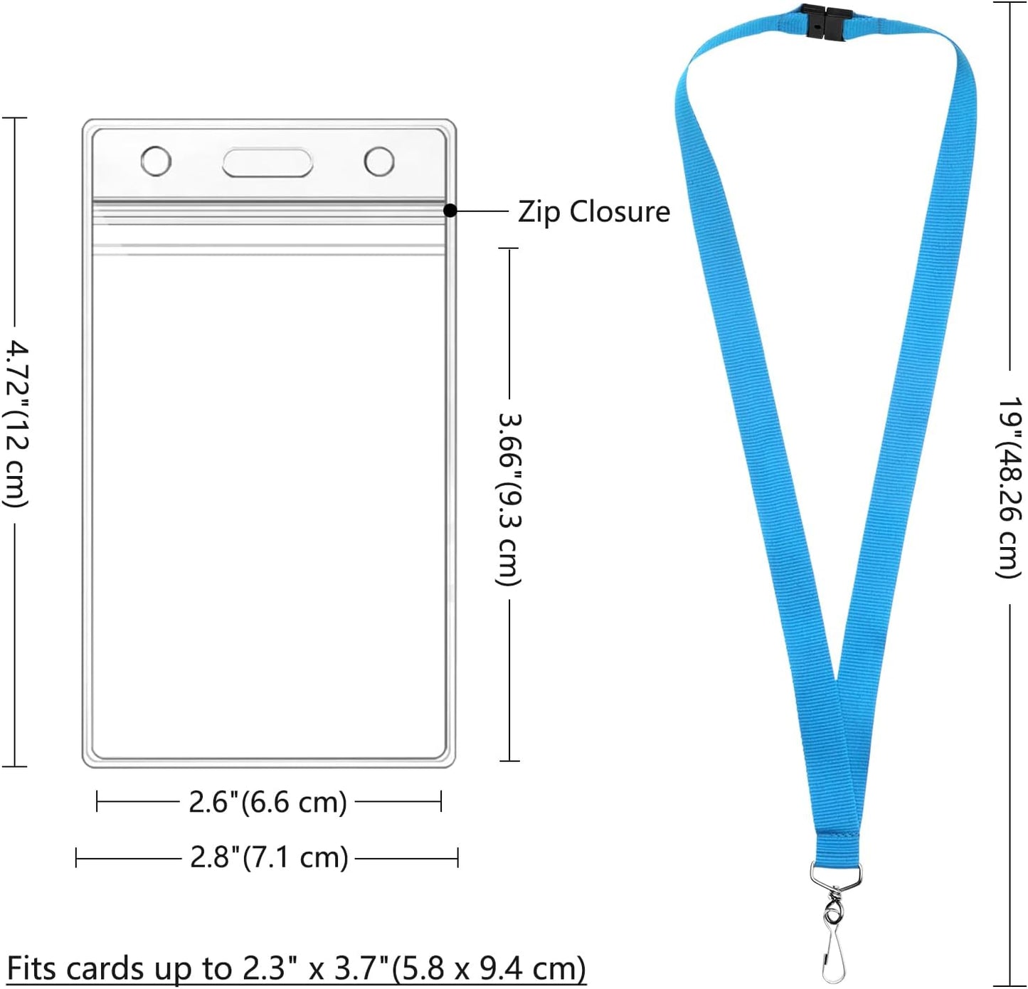 24-Pack Sky Blue Breakaway Lanyards with Waterproof Badge Holders, Polyester Neck Straps for ID Cards, Events, Office, and Schools