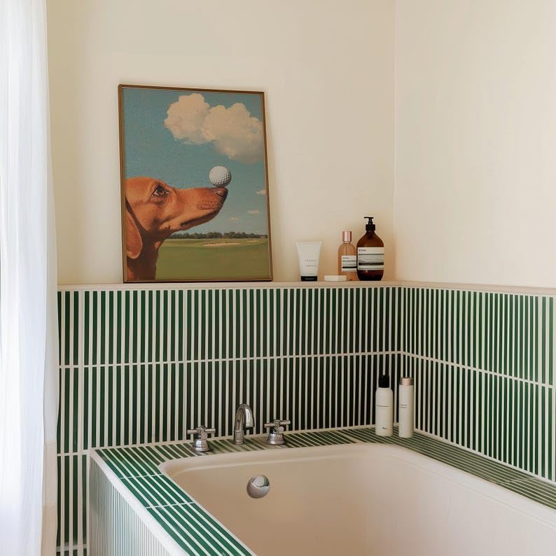 Nationcog Elegant Dachshund Golf Wall Art, Retro Wiener Dog Sports Oil Painting Print for Bar, Office or Home Decor, Playful Golfer Artwork for Dog Lovers (Unframed) (11x14)