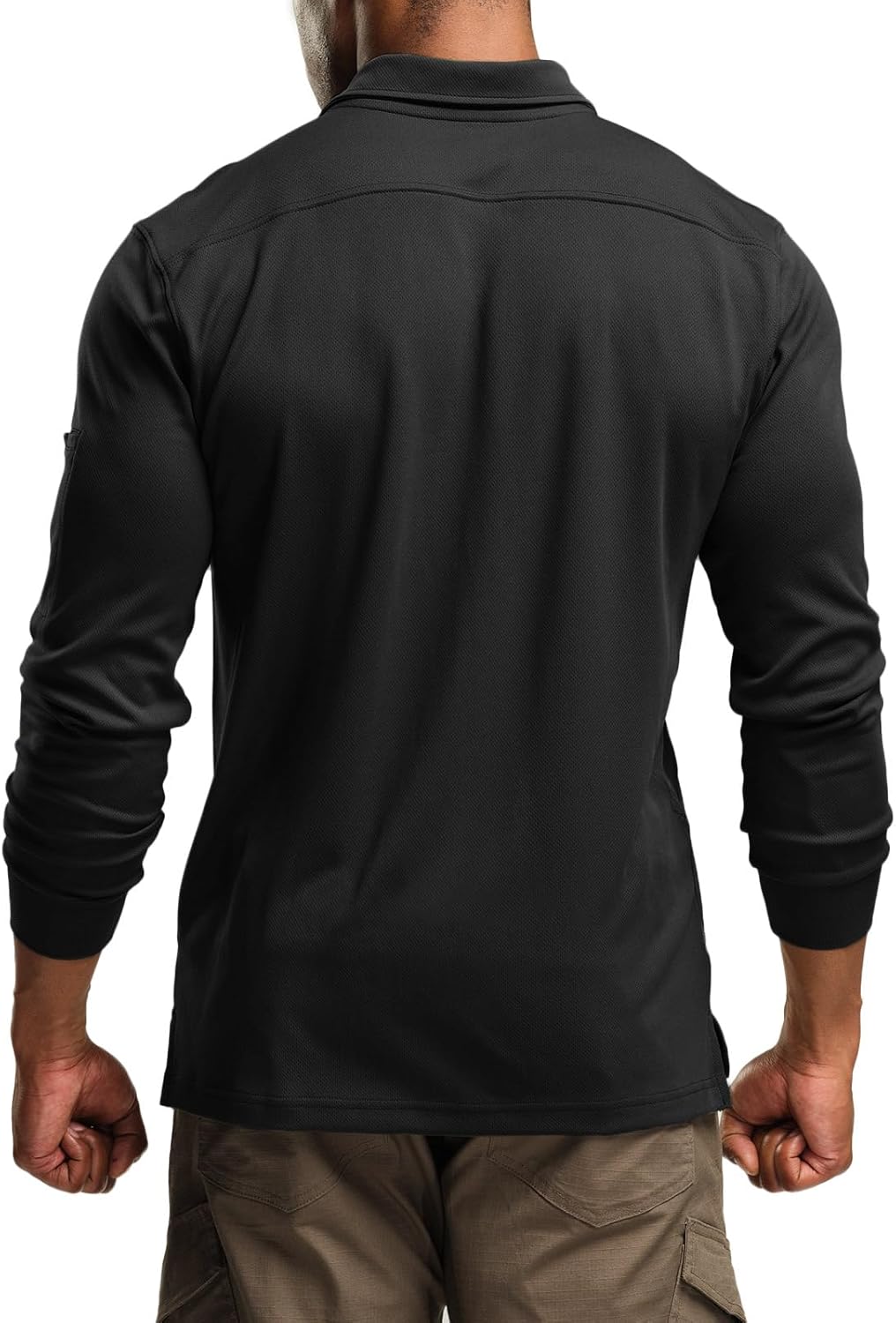 CQR Men's Polo Shirt, Long Sleeve Tactical Shirts, Outdoor UPF 50+ Pique Shirt, Dry Fit Lightweight Golf Shirts