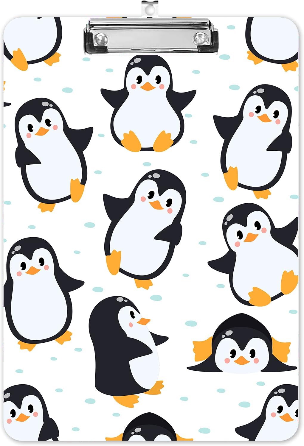 Fashion A4 Clipboard, Standard Letter Size 9" x 12.5", Decorative Wooden Clipboard with Low Profile Metal Clip for Office, School, Teachers, and Students, Cartoon Penguin