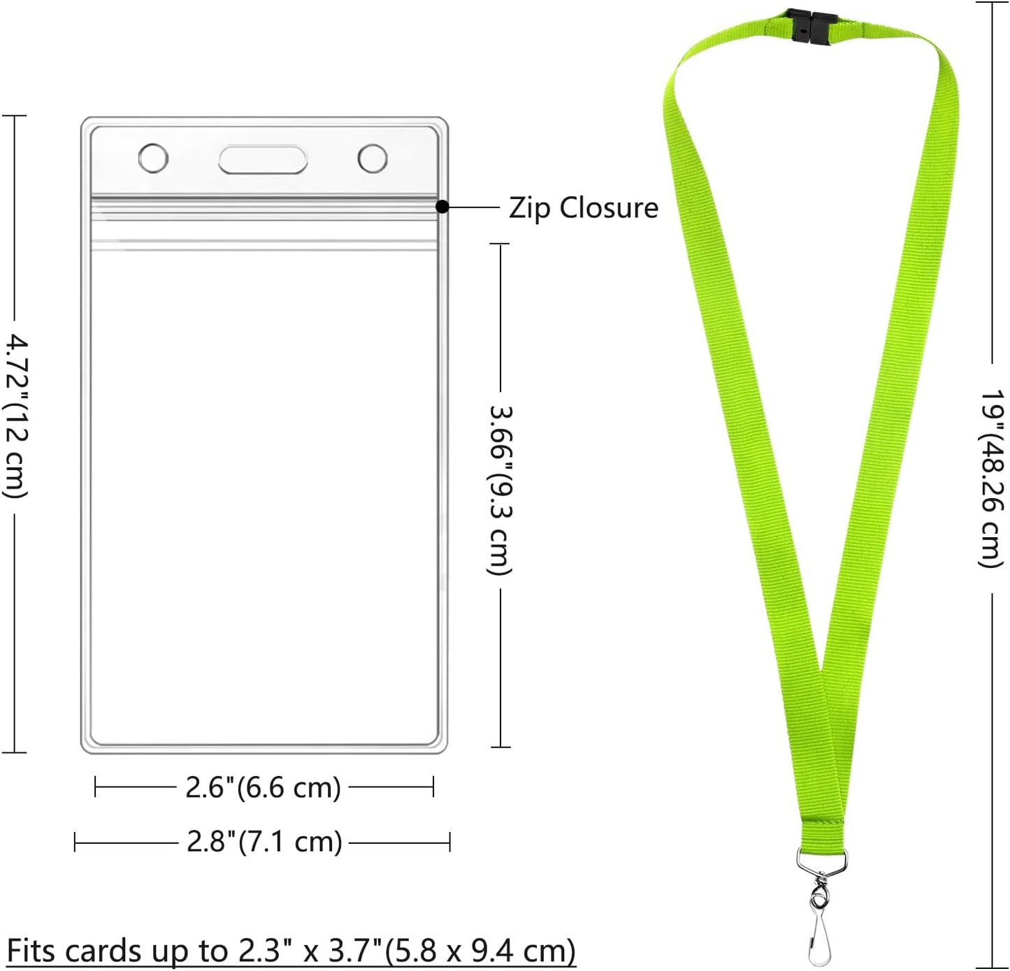 12 Pack Apple Green Breakaway Lanyards with Waterproof Badge Holders, Polyester Neck Straps for ID Cards, Events, Office, and Schools