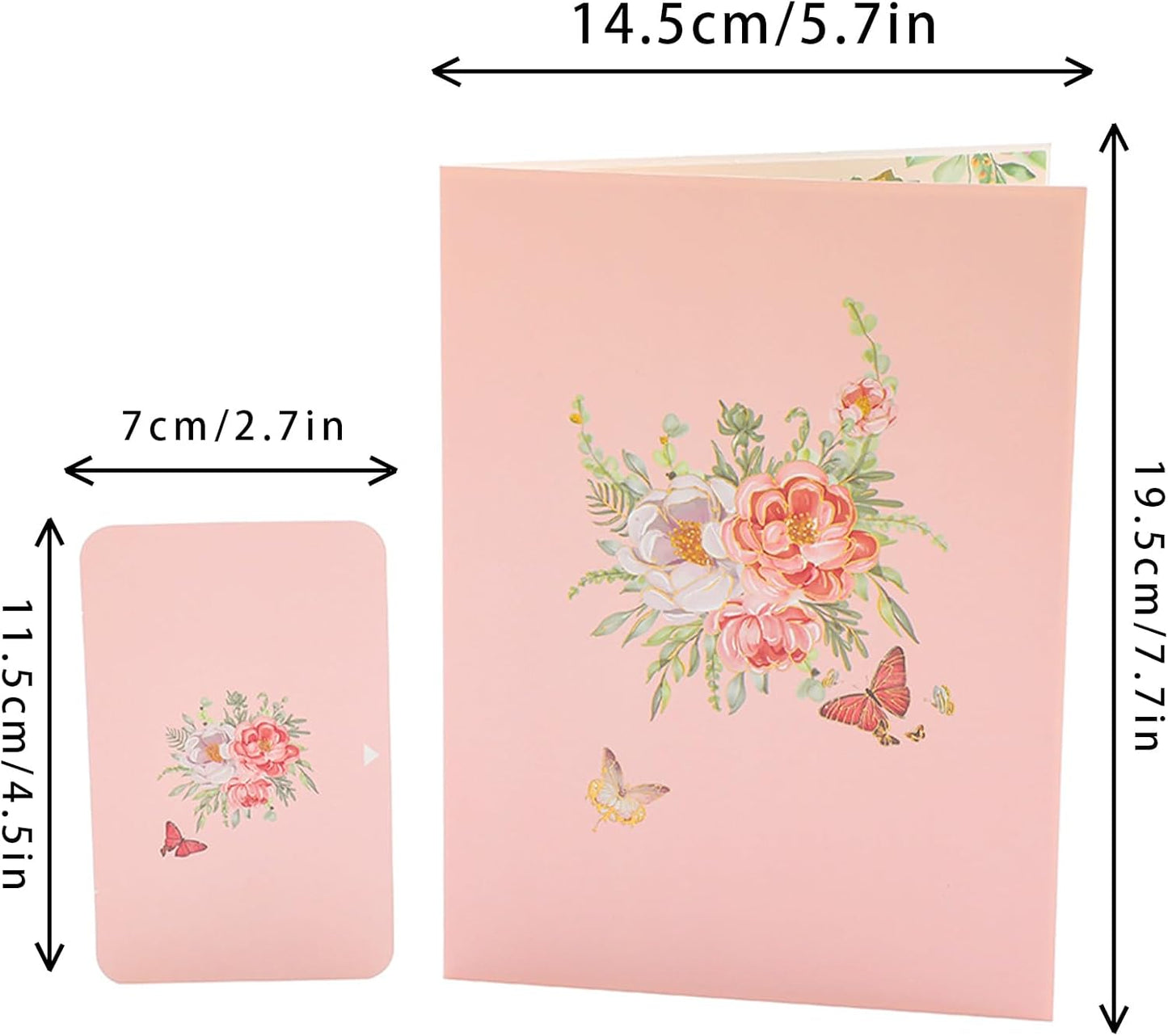 Beautiful Butterfly resting on pink roses pop up birthday card. A beautiful gift for women who love butterflies and roses for Mother's Day, Thanksgiving, Women's Day, Wedding Anniversary,with envelope.