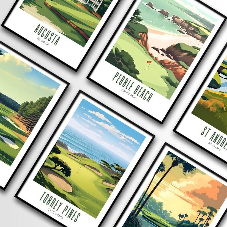 Nationcog Torrey Pines Golf Wall Art Poster, California Scenic Coastal Course Print for Office or Bedroom, Ocean View Decor for Men, Great Dad Gift, Golf-Themed Room Accent (Unframed) (27x40)