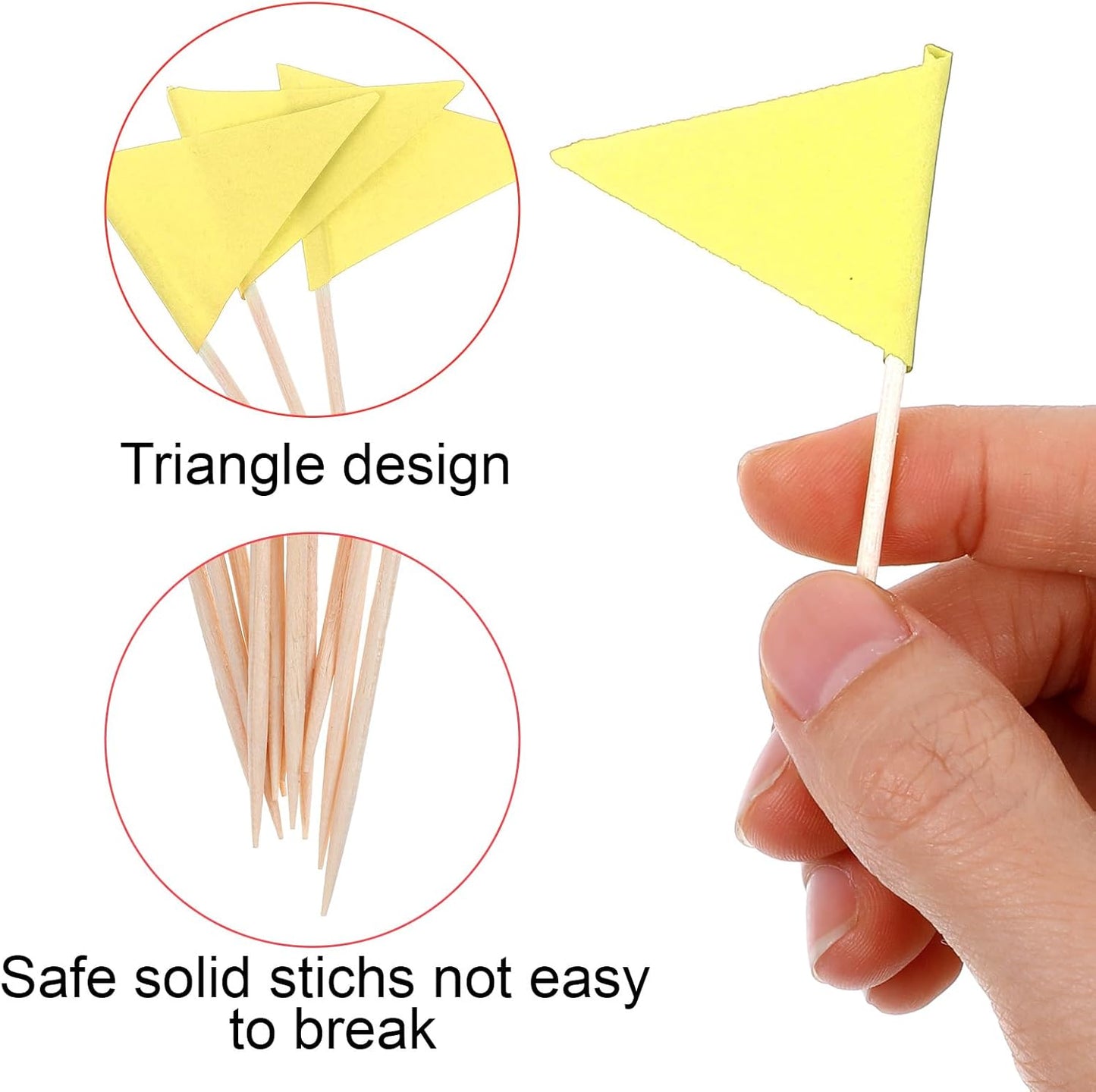 100 Pcs Yellow Flag Toothpicks - Cupcake Topper Sticks for Golf Cupcake Toppers, Mini Flag Toothpicks for Masters Party Decorations & Appetizers