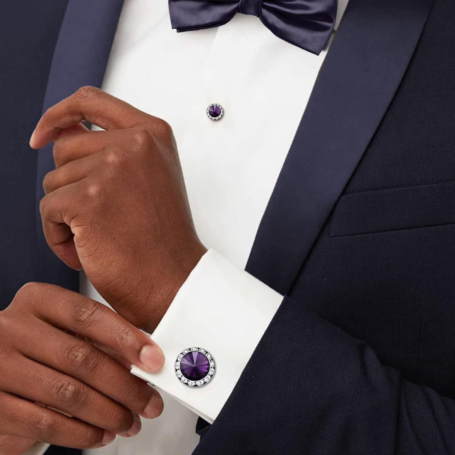 HAWSON Birthstone Tuxedo Studs and Cufflinks Set for Men's Suit Tuxedo Formal Dress Shirt Wedding Business Party Accessories