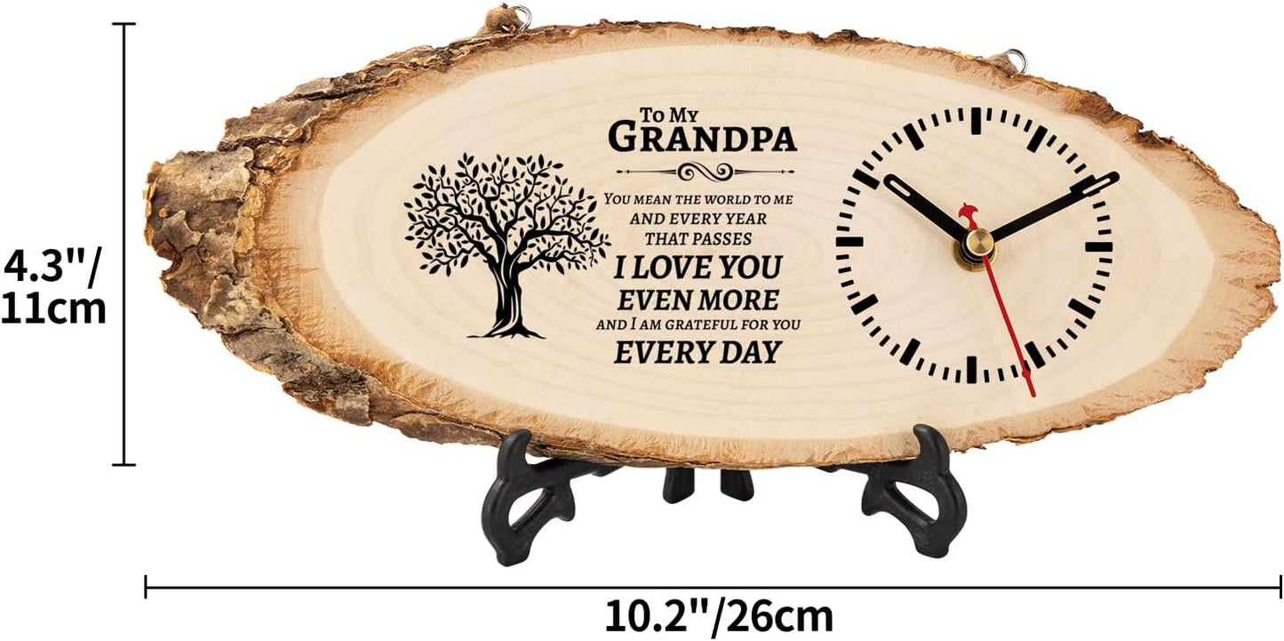 BeauGift Grandpa Gifts, Christmas Wooden Clock Birthday Gifts for Granddad from Grandkid Grandson Best Grandfather Ever Gifts to My Gramps Pops Opa Granddaddy