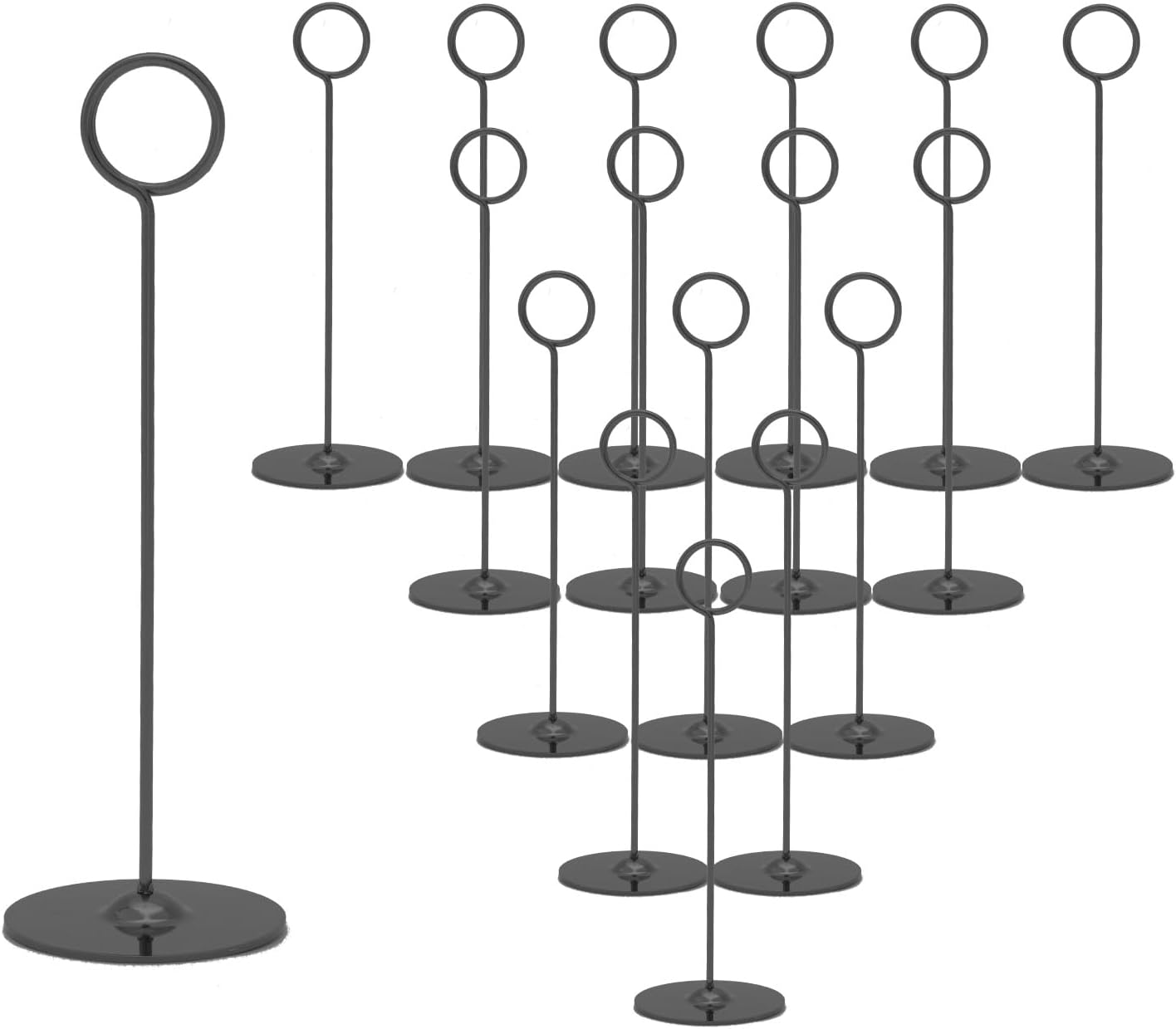 Urban Deco 16 Pieces Table Card Holder 8 inches Table Number Holders Place Steel Card Holders for Photos, Food Signs, Memo Notes, Weddings, Restaurants, Birthdays (Black)