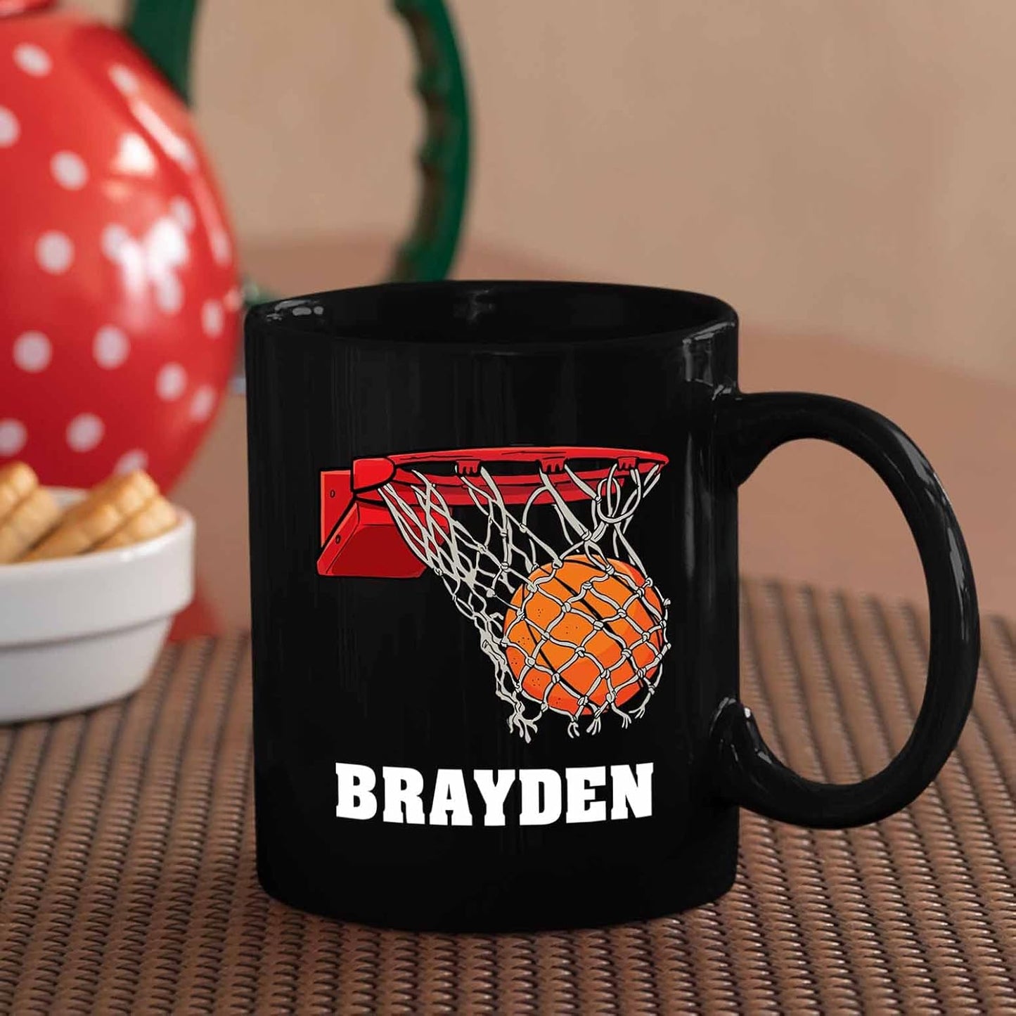 Personalized Black Ceramic Mug 11 Oz, Custom Basketball Coffee Mug, Basketball Player Gift, Pride Mug