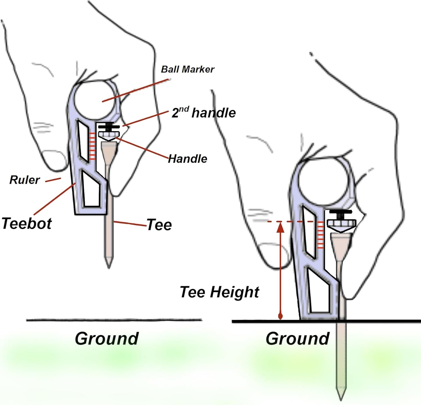 PRO - Premium Golf Accessory for Tee Height Setup Tool with Extreme Accuracy and Consistency
