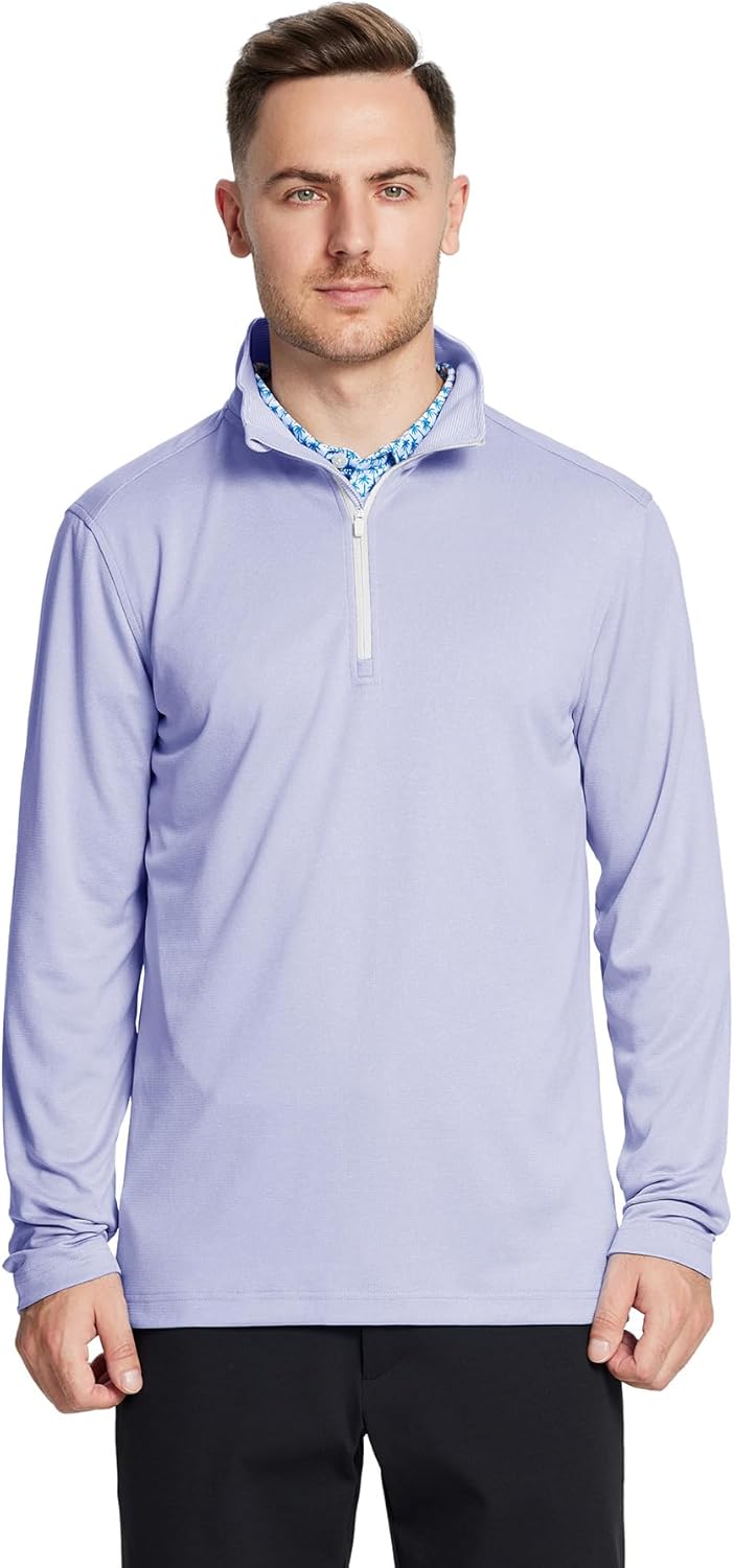 M MAELREG Quarter Zip Golf Pullover Men Dry Fit Long Sleeve Performance Wicking Mock Neck 1/4 Zip Pullover Mens Sweatshirt