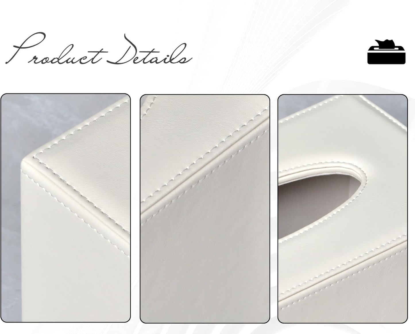 Tissue Box Cover Rectangular Tissue Box Holder for Bathroom (White)