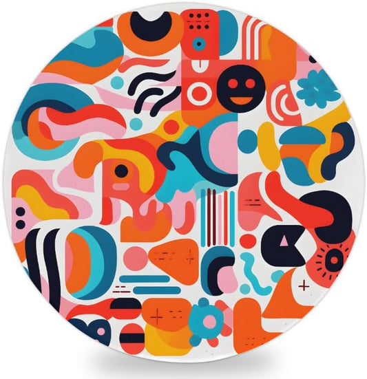 Ceramic Coasters for Drinks with Cork Back, Colorful Abstract Shapes 4 Inch Absorbent Coaster Set 1 Pack, Quick Dry Non-Slip Coaster Mats for Home, Office, Bar