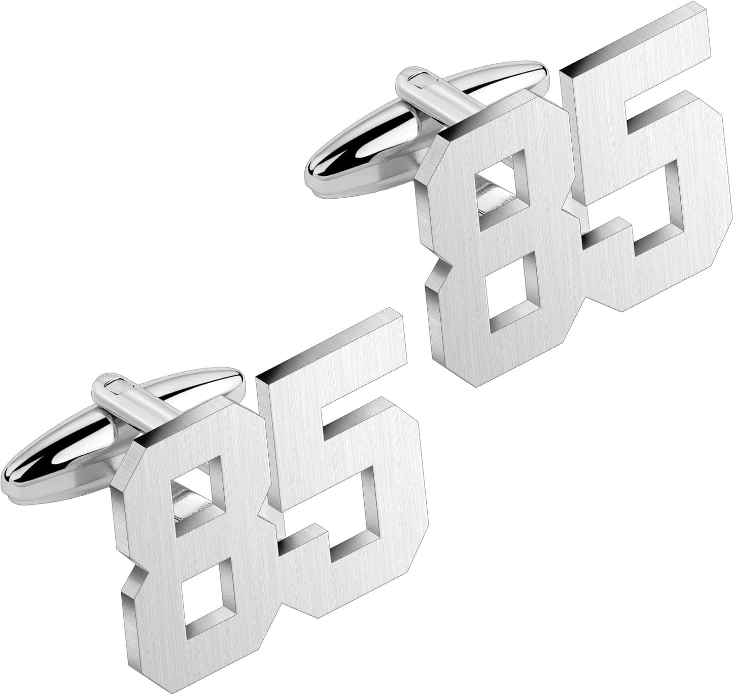 AMITER Mens Cufflinks with Number, Classic Silver Personalized Cuff Links for Men, Sport’s Day Casual or Formal Shirts