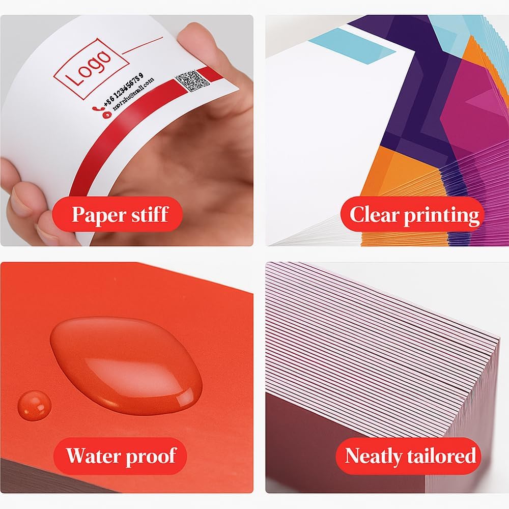 500Pcs Custom Business Cards Add Photo/Text/LOGO Personalized Business Cardsfor Small Business 300gsm Matte Paper Front & Back Sides Printed 3.5" x 2"